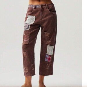 POL UNBRANDED PATCHWORK BF FIT DENIM JEAN